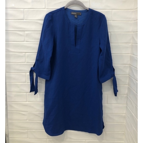 DONNA Ricco Shift Dress with Self-Tie Sleeves - Picture 2 of 8